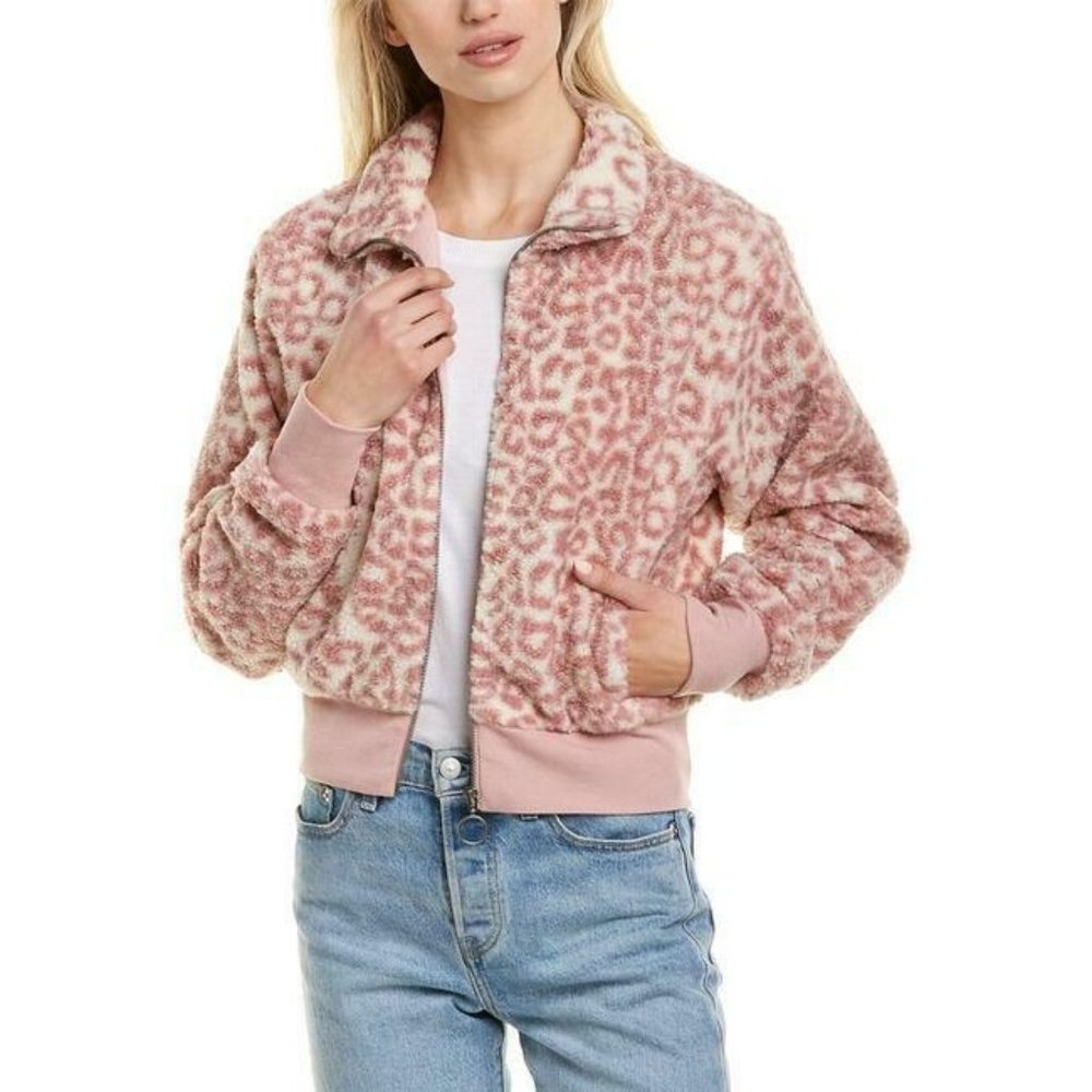 L*Space NWT Pink Leopard Jacket Animal Print Sherpa Zip Lspace Extra Large XL
